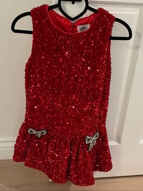 lola Red Sequin Girls Party Dress with Crystal Bow Details. Perfect holiday dres
